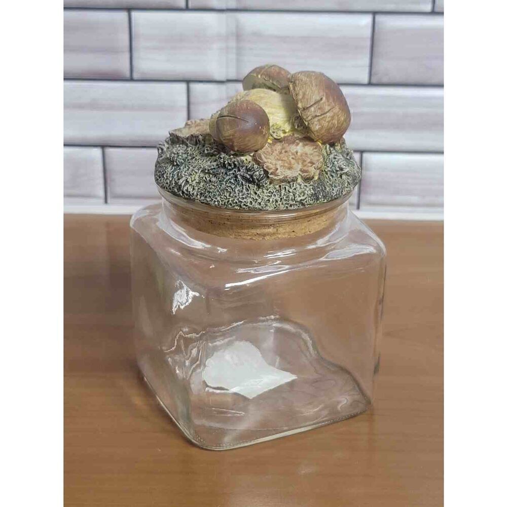 Vintage Square Jar with Mushroom Lid